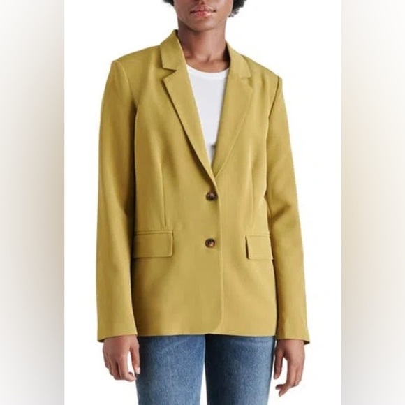 NWT Steve Madden Boyfriend Blazer Green Moss 2 Button Sz M - Picture 1 of 10